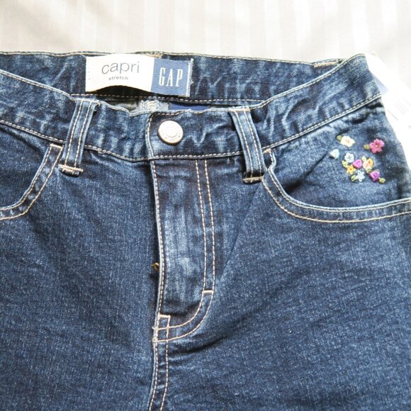 GapKids Girls Denim Jacket/Capri Butterflies & Flowers Outfit Sz 5/6 & 6 NWT - Picture 11 of 16